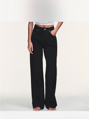 Zara Black High-Rise Wide-Leg Jeans